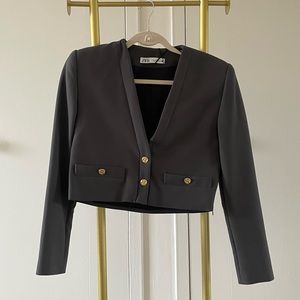 NWT ZARA ANTHRACITE CROPPED JACKET TOP